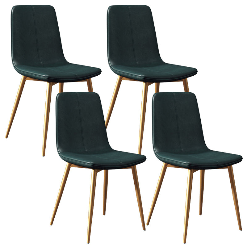 Modern Style Side Chair Faux Leather Dining Chair with Metal Leg Green Gold 4 Piece Set Clearhalo 'Dining Chairs' 'Dining Tables & Seating' 'dining_chair' 'furn' 'furn_dining_chair' 'Furniture' 'Kitchen & Dining Furniture' 6067336