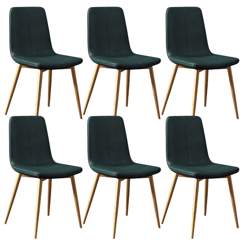 Modern Style Side Chair Faux Leather Dining Chair with Metal Leg Green Gold 6 Piece Set Clearhalo 'Dining Chairs' 'Dining Tables & Seating' 'dining_chair' 'furn' 'furn_dining_chair' 'Furniture' 'Kitchen & Dining Furniture' 6067337