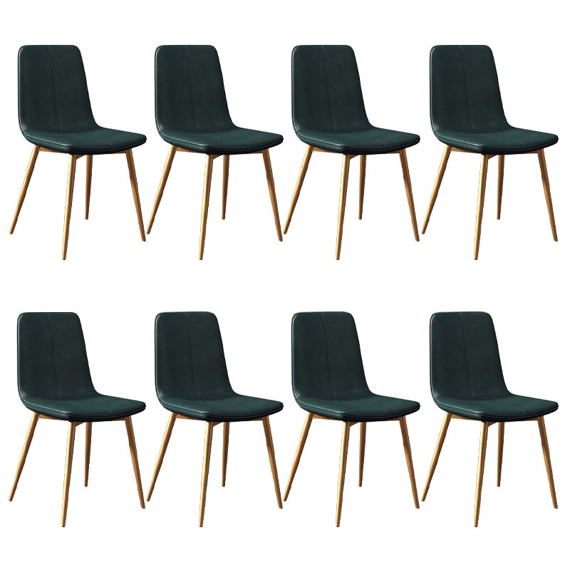 Modern Style Side Chair Faux Leather Dining Chair with Metal Leg Green Gold 8 Piece Set Clearhalo 'Dining Chairs' 'Dining Tables & Seating' 'dining_chair' 'furn' 'furn_dining_chair' 'Furniture' 'Kitchen & Dining Furniture' 6067338
