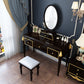 Ensemble de tabourets de coiffeuse de maquillage en miroir en bois noir / blanc