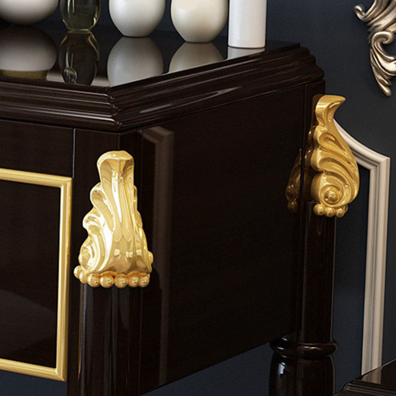 Ensemble de tabourets de coiffeuse de maquillage en miroir en bois noir / blanc