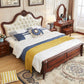 84.65 inch Wide Victorian Bed Rubberwood Bed Frame with Upholstered Headboard Panel King Clearhalo 'Bedroom Furniture' 'Beds' 'furn' 'furn_beds' 'Furniture' 6067675