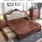 84.65 inch Wide Victorian Bed Rubberwood Bed Frame with Upholstered Headboard Pull-Out Storage Clearhalo 'Bedroom Furniture' 'Beds' 'furn' 'furn_beds' 'Furniture' 6067677