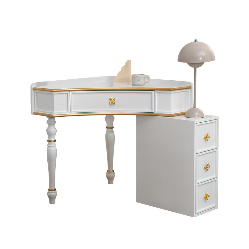 1/4 Drawers Solid Wood Vanity Desk Victorian Makeup Vanity Desk