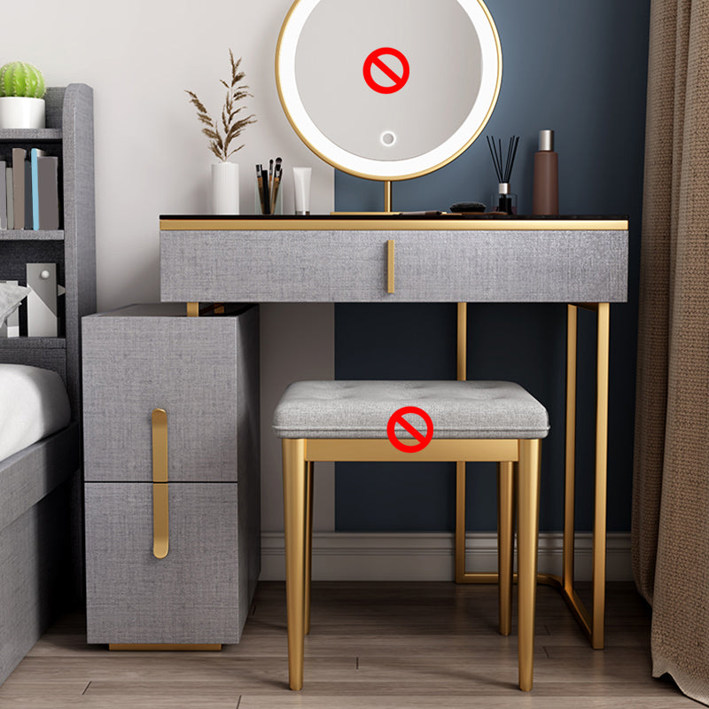 3-Drawer-Gla-Waschtisch mit Stuhlglam 26,4 "W-Schminktisch