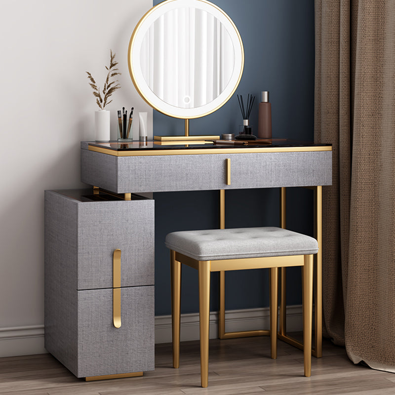 3-Drawer-Gla-Waschtisch mit Stuhlglam 26,4 "W-Schminktisch