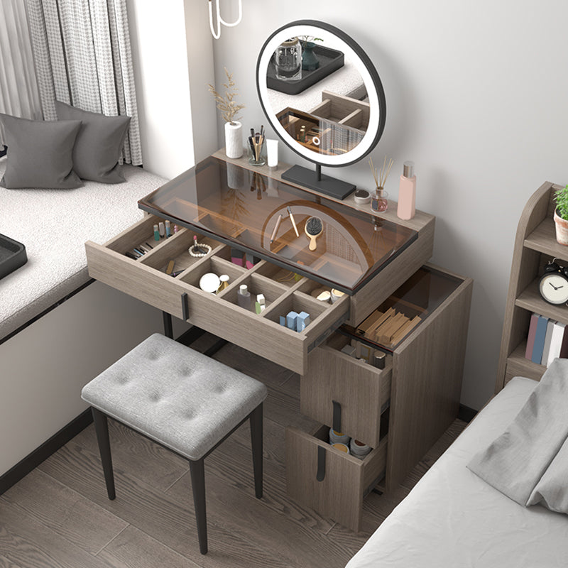 3-Drawer-Gla-Waschtisch mit Stuhlglam 26,4 "W-Schminktisch