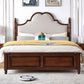 84.65 inch Wide Victorian Bed Frame Rubberwood Standard Bed with Upholstered Headboard