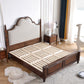 84.65 inch Wide Victorian Bed Frame Rubberwood Standard Bed with Upholstered Headboard