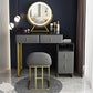33.5" W Slate Vanity Table Modern 4 Drawers Makeup Vanity Table with Stool Clearhalo 'Bedroom Furniture' 'furn' 'furn_makeup_vanities' 'Furniture' 'Makeup Vanities' 'makeup_vanities' 6067824