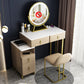 33.5" W Slate Vanity Table Modern 4 Drawers Makeup Vanity Table with Stool Makeup Vanity & Stools Khaki Clearhalo 'Bedroom Furniture' 'furn' 'furn_makeup_vanities' 'Furniture' 'Makeup Vanities' 'makeup_vanities' 6067825