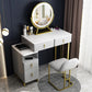33.5" W Slate Vanity Table Modern 4 Drawers Makeup Vanity Table with Stool Clearhalo 'Bedroom Furniture' 'furn' 'furn_makeup_vanities' 'Furniture' 'Makeup Vanities' 'makeup_vanities' 6067827