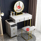 33.5" W Slate Vanity Table Modern 4 Drawers Makeup Vanity Table with Stool Makeup Vanity Grey Clearhalo 'Bedroom Furniture' 'furn' 'furn_makeup_vanities' 'Furniture' 'Makeup Vanities' 'makeup_vanities' 6067829