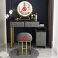 33.5" W Slate Vanity Table Modern 4 Drawers Makeup Vanity Table with Stool Makeup Vanity Dark Gray Clearhalo 'Bedroom Furniture' 'furn' 'furn_makeup_vanities' 'Furniture' 'Makeup Vanities' 'makeup_vanities' 6067830