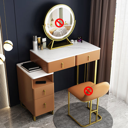 33.5" W Slate Vanity Table Modern 4 Drawers Makeup Vanity Table with Stool Makeup Vanity Orange Clearhalo 'Bedroom Furniture' 'furn' 'furn_makeup_vanities' 'Furniture' 'Makeup Vanities' 'makeup_vanities' 6067832