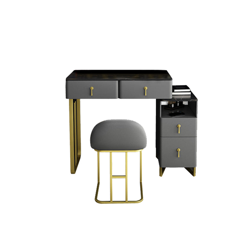 33.5" W Slate Vanity Table Modern 4 Drawers Makeup Vanity Table with Stool Clearhalo 'Bedroom Furniture' 'furn' 'furn_makeup_vanities' 'Furniture' 'Makeup Vanities' 'makeup_vanities' 6067833