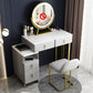 33.5" W Slate Vanity Table Modern 4 Drawers Makeup Vanity Table with Stool Makeup Vanity & Stools Grey Clearhalo 'Bedroom Furniture' 'furn' 'furn_makeup_vanities' 'Furniture' 'Makeup Vanities' 'makeup_vanities' 6067836
