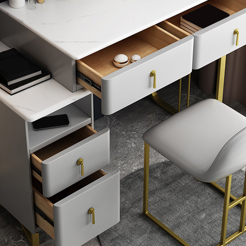 33.5" W Slate Vanity Table Modern 4 Drawers Makeup Vanity Table with Stool Clearhalo 'Bedroom Furniture' 'furn' 'furn_makeup_vanities' 'Furniture' 'Makeup Vanities' 'makeup_vanities' 6067837