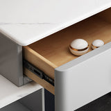 33.5" W Slate Vanity Table Modern 4 Drawers Makeup Vanity Table with Stool Clearhalo 'Bedroom Furniture' 'furn' 'furn_makeup_vanities' 'Furniture' 'Makeup Vanities' 'makeup_vanities' 6067839