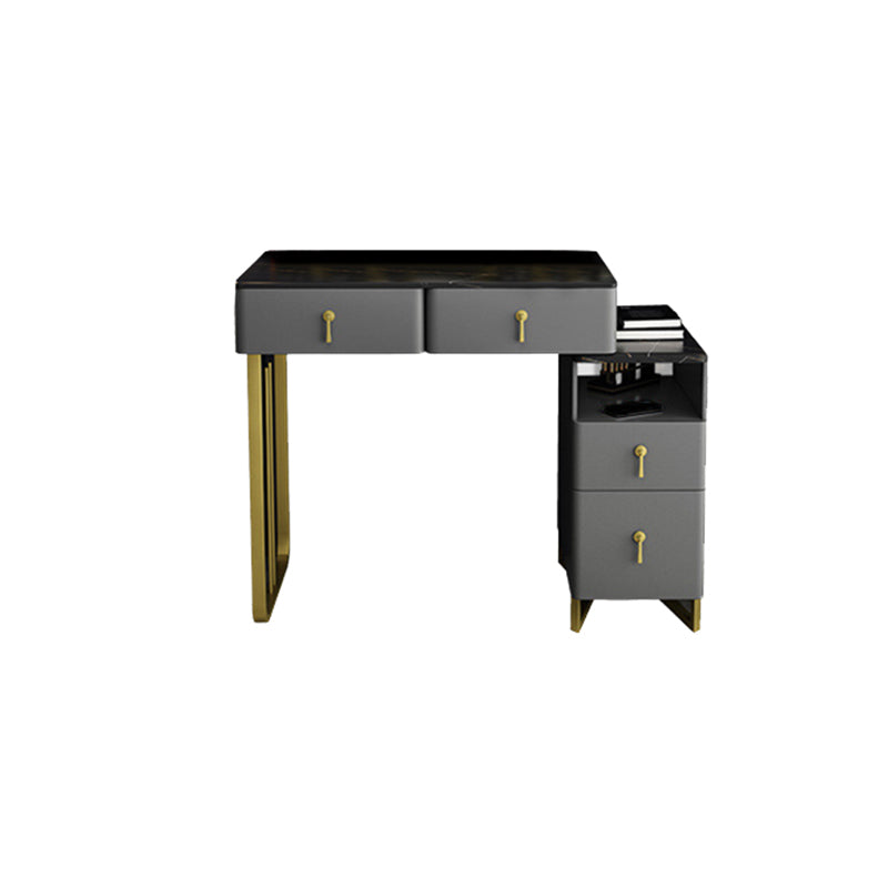 33.5" W Slate Vanity Table Modern 4 Drawers Makeup Vanity Table with Stool Clearhalo 'Bedroom Furniture' 'furn' 'furn_makeup_vanities' 'Furniture' 'Makeup Vanities' 'makeup_vanities' 6067841