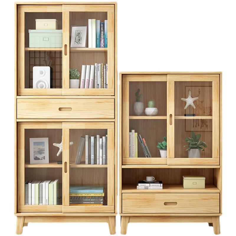 Mobile contemporaneo cabinet laterale naturale con vetro