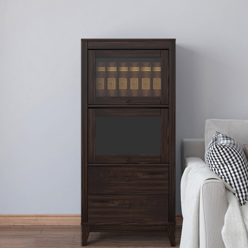 Mid-Century Modern Side Cabinet Square Accent Cabinet with Brown 23.6"L x 13.9"W x 52.1"H Clearhalo 'Cabinets & Chests' 'cabinets_chests' 'furn' 'furn_cabinets_chests' 'Furniture' 'Living Room Furniture' 6067987