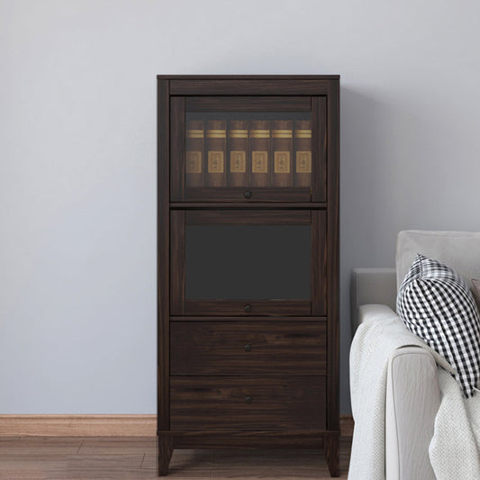 Mid-Century Modern Side Cabinet Square Accent Cabinet with Brown 23.6"L x 13.9"W x 52.1"H