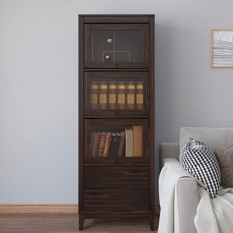 Mid-Century Modern Side Cabinet Square Accent Cabinet with Brown 23.6"L x 13.9"W x 66.8"H Clearhalo 'Cabinets & Chests' 'cabinets_chests' 'furn' 'furn_cabinets_chests' 'Furniture' 'Living Room Furniture' 6067989