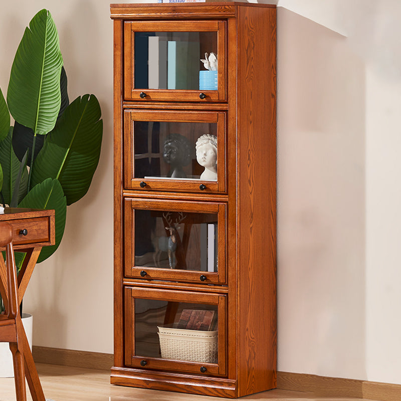 Mid-Century Modern Side Cabinet Square Accent Cabinet with Glass Paned 23.6"L x 13"W x 61.3"H Clearhalo 'Cabinets & Chests' 'cabinets_chests' 'furn' 'furn_cabinets_chests' 'Furniture' 'Living Room Furniture' 6068001