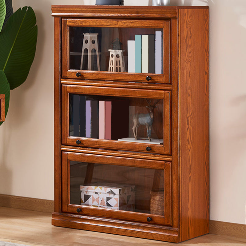 Mid-Century Modern Side Cabinet Square Accent Cabinet with Glass Paned 31.5"L x 13.0"W x 47.2"H Clearhalo 'Cabinets & Chests' 'cabinets_chests' 'furn' 'furn_cabinets_chests' 'Furniture' 'Living Room Furniture' 6068002