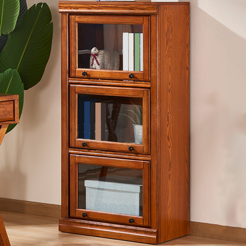 Mid-Century Modern Side Cabinet Square Accent Cabinet with Glass Paned 23.6"L x 12.9"W x 47.2"H Clearhalo 'Cabinets & Chests' 'cabinets_chests' 'furn' 'furn_cabinets_chests' 'Furniture' 'Living Room Furniture' 6068003