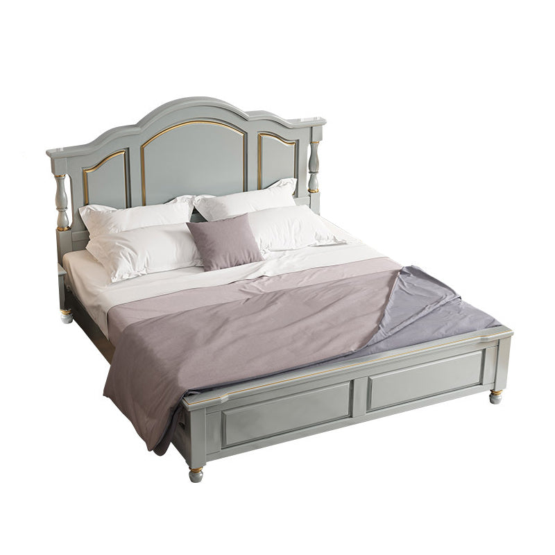 84.65 inch Wide Rustic Bed Frame Pine Wood Panel Bed with Headboard