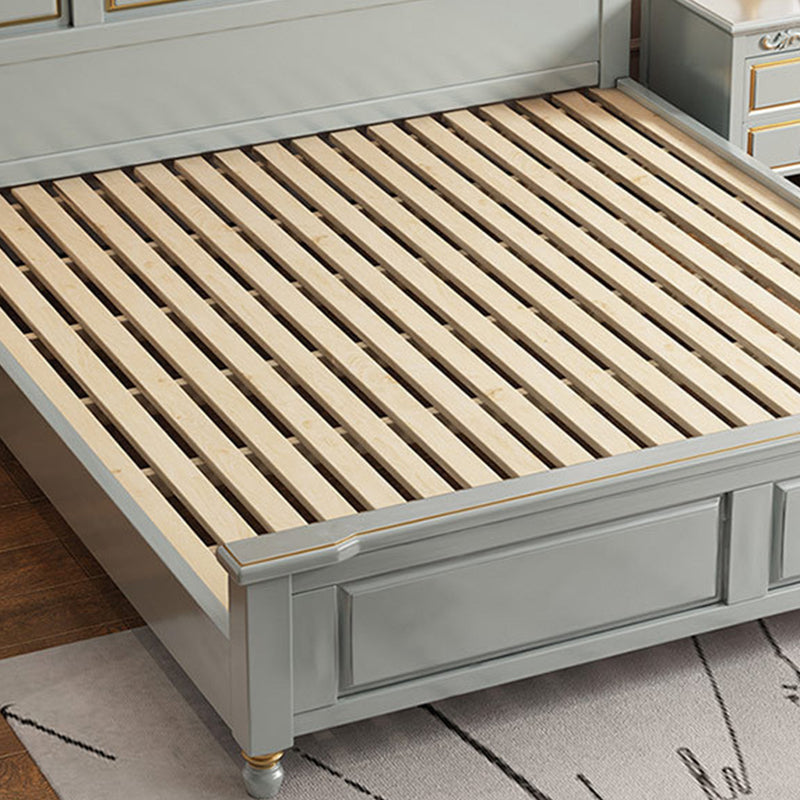 84.65 inch Wide Rustic Bed Frame Pine Wood Panel Bed with Headboard