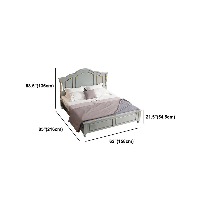 84.65 inch Wide Rustic Bed Frame Pine Wood Panel Bed with Headboard