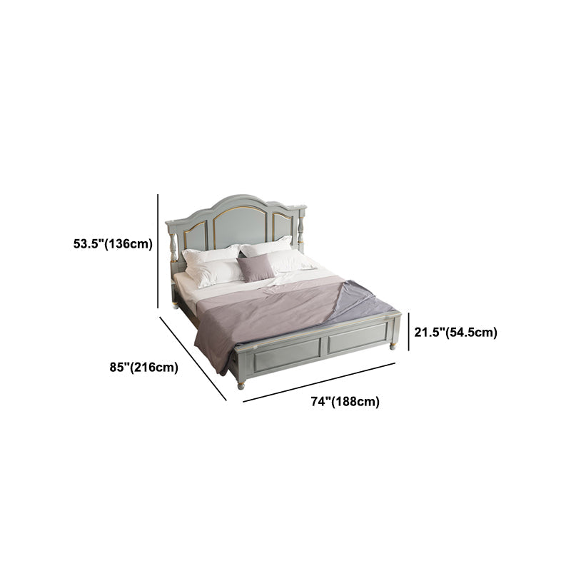 84.65 inch Wide Rustic Bed Frame Pine Wood Panel Bed with Headboard