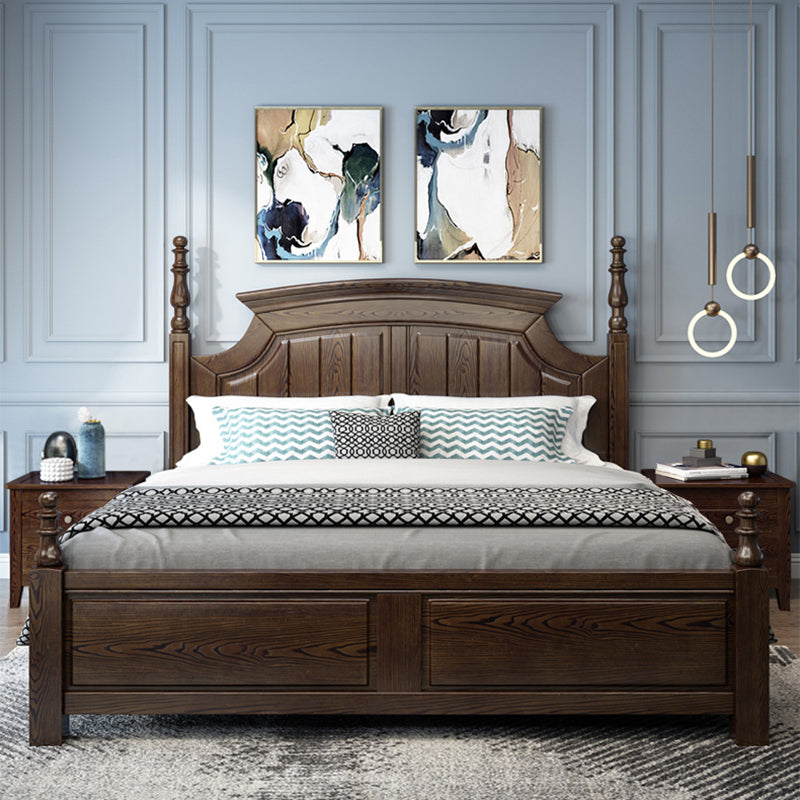 Rustic Style Bed Frame Solid Wood Standard Bed with Headboard Panel King Clearhalo 'Bedroom Furniture' 'Beds' 'furn' 'furn_beds' 'Furniture' 6068034