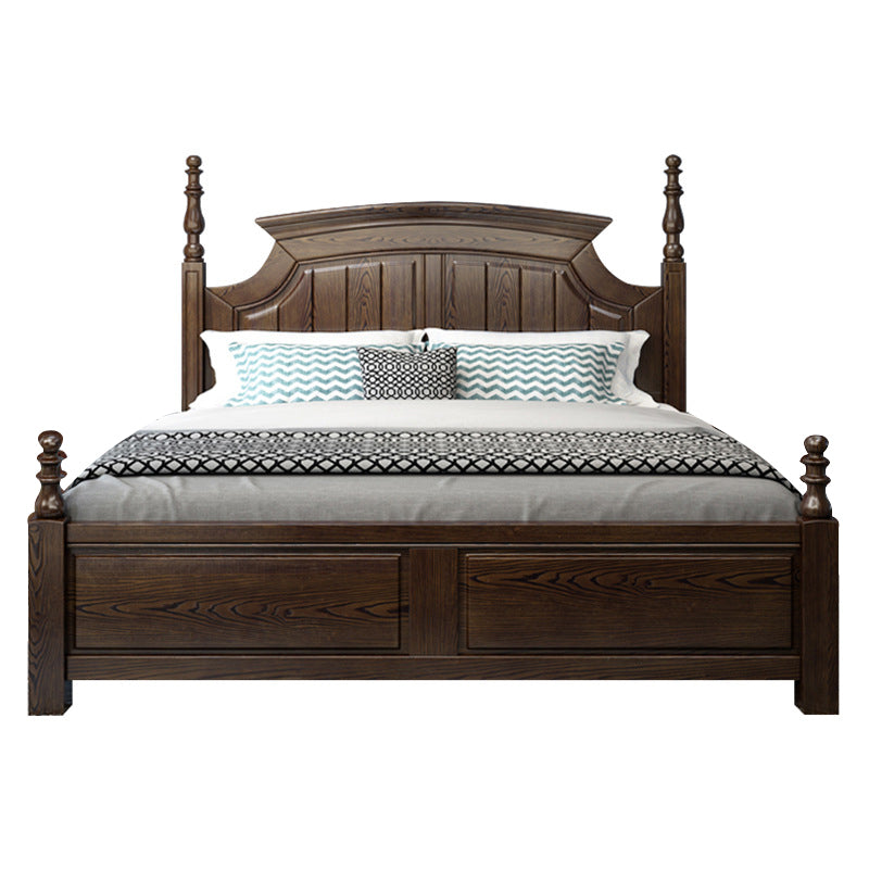 Rustic Style Bed Frame Solid Wood Standard Bed with Headboard Panel Queen Clearhalo 'Bedroom Furniture' 'Beds' 'furn' 'furn_beds' 'Furniture' 6068038