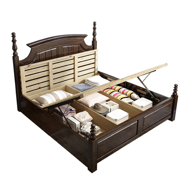 Rustic Style Bed Frame Solid Wood Standard Bed with Headboard Clearhalo 'Bedroom Furniture' 'Beds' 'furn' 'furn_beds' 'Furniture' 6068043