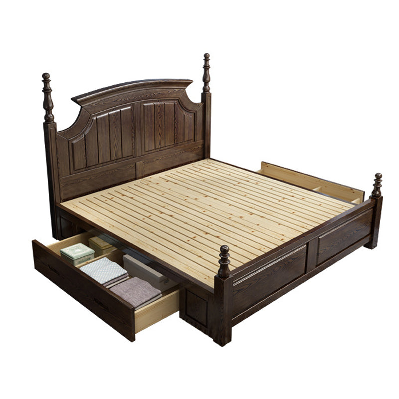 Rustic Style Bed Frame Solid Wood Standard Bed with Headboard Clearhalo 'Bedroom Furniture' 'Beds' 'furn' 'furn_beds' 'Furniture' 6068044