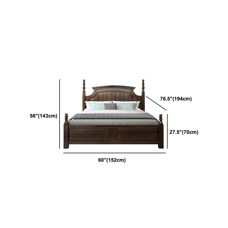 Rustic Style Bed Frame Solid Wood Standard Bed with Headboard Clearhalo 'Bedroom Furniture' 'Beds' 'furn' 'furn_beds' 'Furniture' 6068049