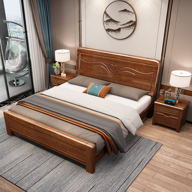 Panneau de lit broné rectangulaire avec lit de lit standard en noyer