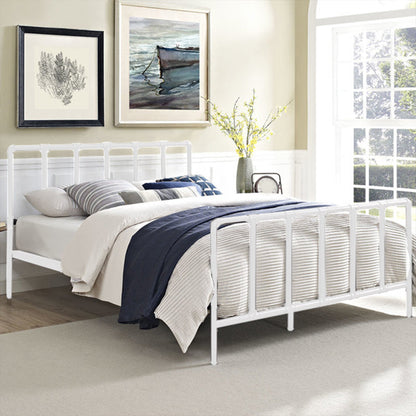 Industrial Style Bed Frame Iron Slat Bed with Headboard and Footboard White Clearhalo 'Bedroom Furniture' 'Beds' 'furn' 'furn_beds' 'Furniture' 6068067