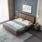 84.65 inch Wide Mid-century Bed Frame Solid Wood Bed with Headboard