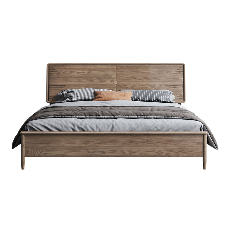 84.65 inch Wide Mid-century Bed Frame Solid Wood Bed with Headboard