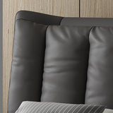 Mid-Century Modern Standard Bed with Legs and Wingback Headboard