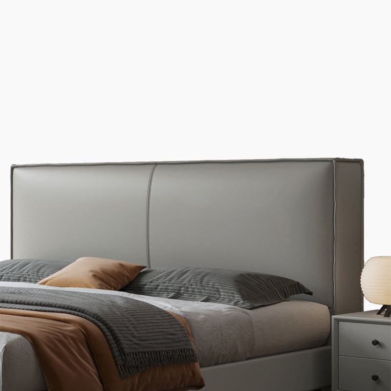 Grey Wooden Standard Bed with Rectangular Leather Panel Headboard Clearhalo 'Bedroom Furniture' 'Beds' 'furn' 'furn_beds' 'Furniture' 6068131