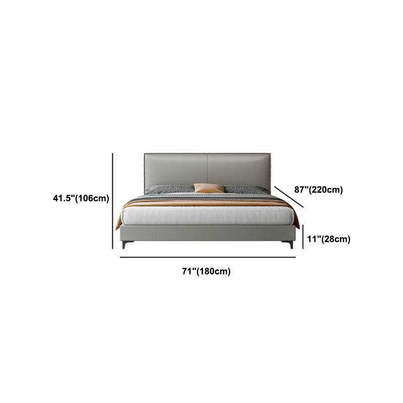 Grey Wooden Standard Bed with Rectangular Leather Panel Headboard Clearhalo 'Bedroom Furniture' 'Beds' 'furn' 'furn_beds' 'Furniture' 6068137