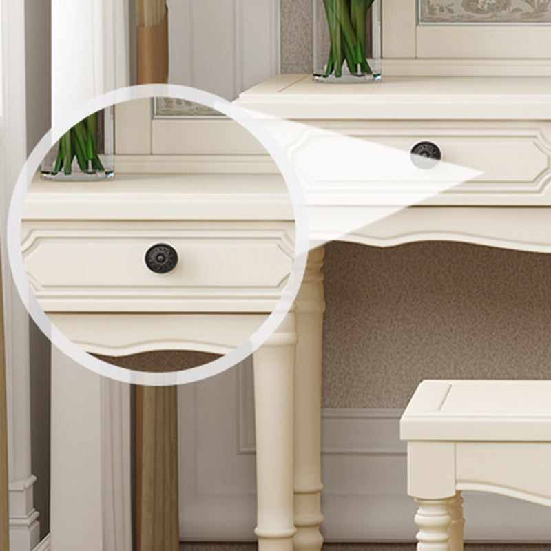 2-Drawers Mirror Table Dressing Table Victorian Solid Wood Make-up Vanity Clearhalo 'Bedroom Furniture' 'furn' 'furn_makeup_vanities' 'Furniture' 'Makeup Vanities' 'makeup_vanities' 6068146