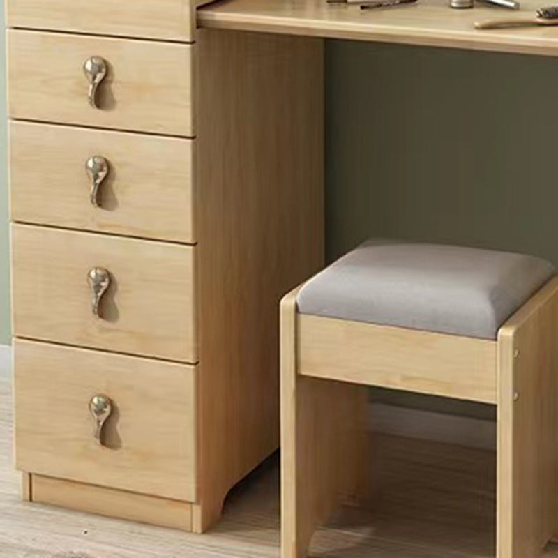 Mirror & 4 Drawers Makeup Vanity Nordic Solid Wood Dressing Table Clearhalo 'Bedroom Furniture' 'furn' 'furn_makeup_vanities' 'Furniture' 'Makeup Vanities' 'makeup_vanities' 6068175