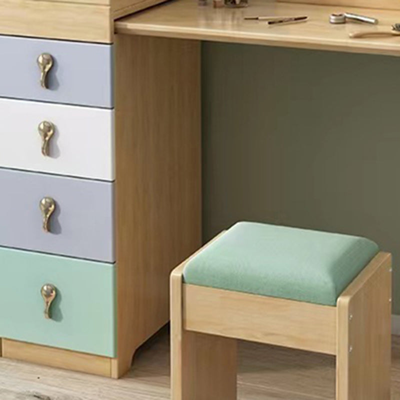 Mirror & 4 Drawers Makeup Vanity Nordic Solid Wood Dressing Table Clearhalo 'Bedroom Furniture' 'furn' 'furn_makeup_vanities' 'Furniture' 'Makeup Vanities' 'makeup_vanities' 6068178